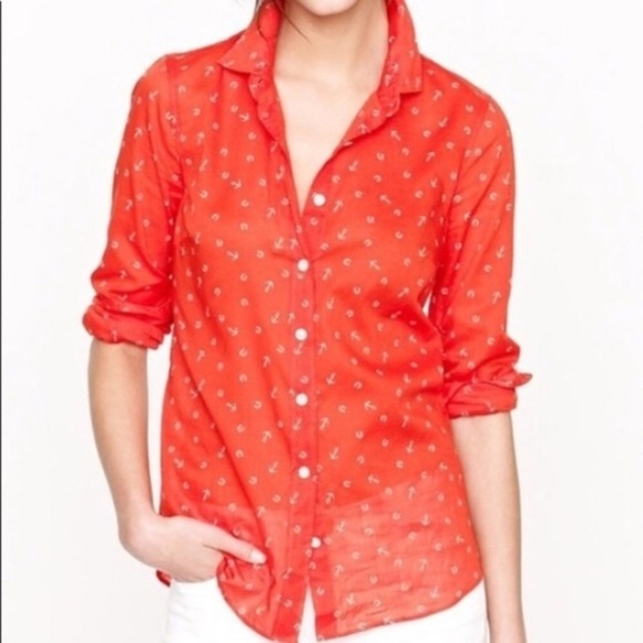 J-crew Blood Orange long sleeve anchor shirt - Picture 5 of 5